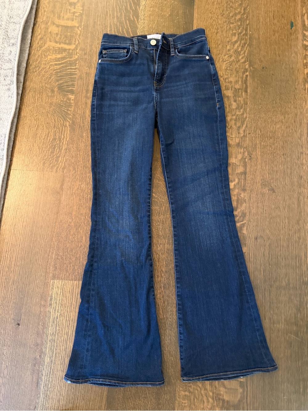 Frame Denim Dark Blue High-Rise Flare Jeans
